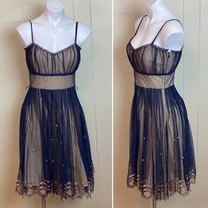 Anthropologie Odille Fit & Flare Dress 10 Layered Tulle Embroidered Party Summer